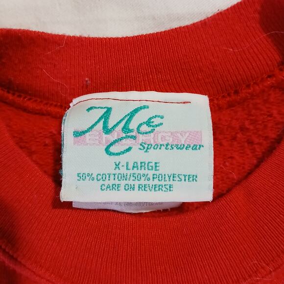 VTG MCC ENERGY sportswear XL MADE IN THE USA red heart flag Americana sweatshirt - Picture 2 of 9